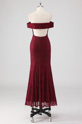 Burgundy Meerjungfrauen Abendkleid aus Spitze